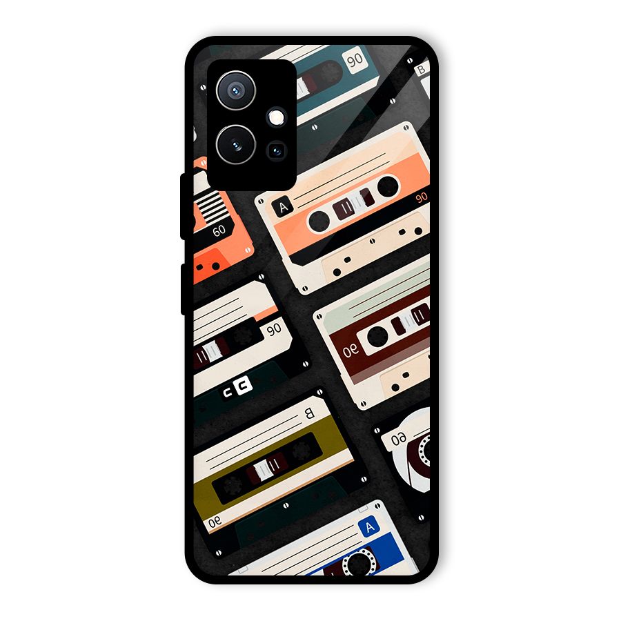 Vintage Retro Cassettes Glass Back Case for Vivo T1 5G
