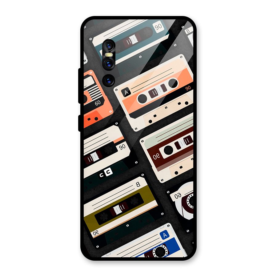 Vintage Retro Cassettes Glass Back Case for Vivo V15 Pro