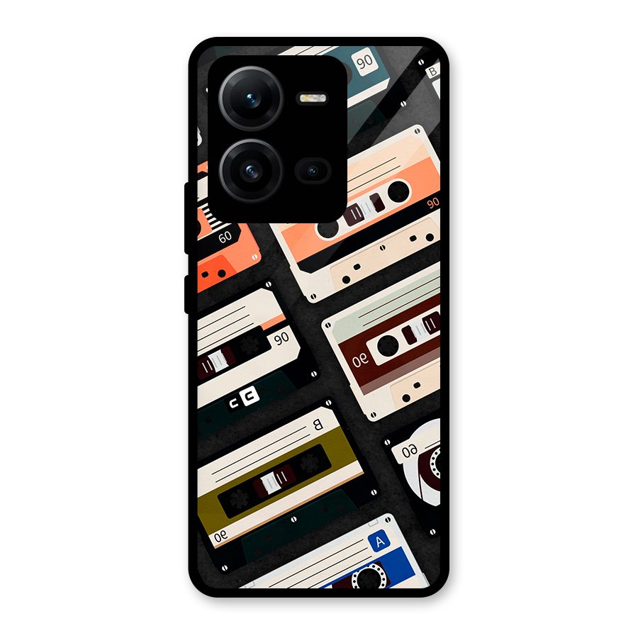 Vintage Retro Cassettes Glass Back Case for Vivo V25