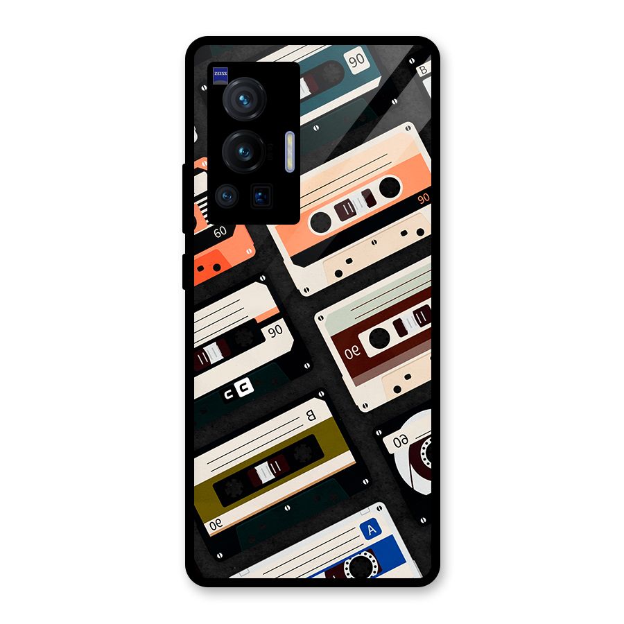 Vintage Retro Cassettes Glass Back Case for Vivo X70 Pro