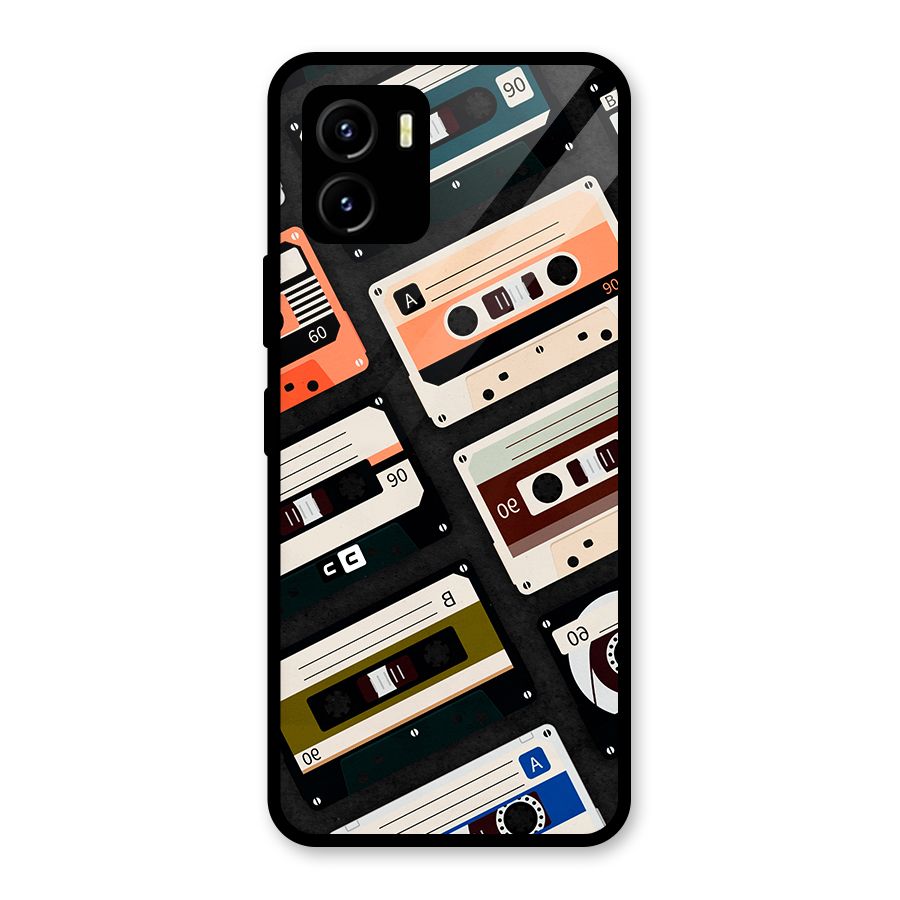 Vintage Retro Cassettes Glass Back Case for Vivo Y15s