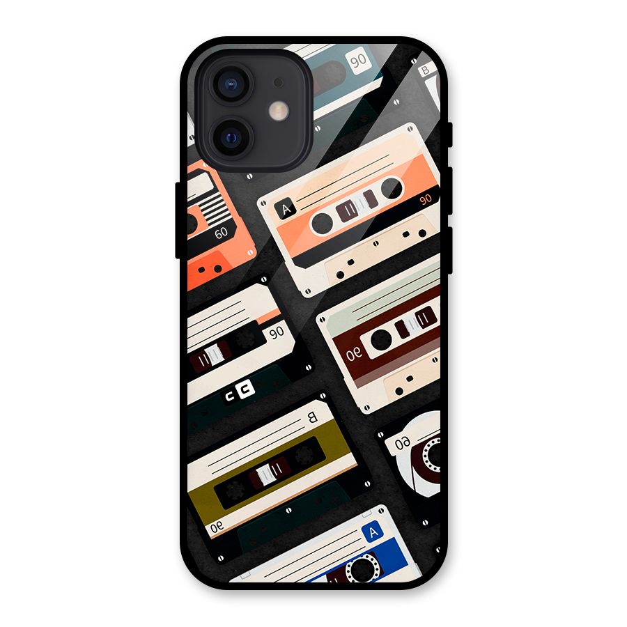 Vintage Retro Cassettes Glass Back Case for iPhone 12