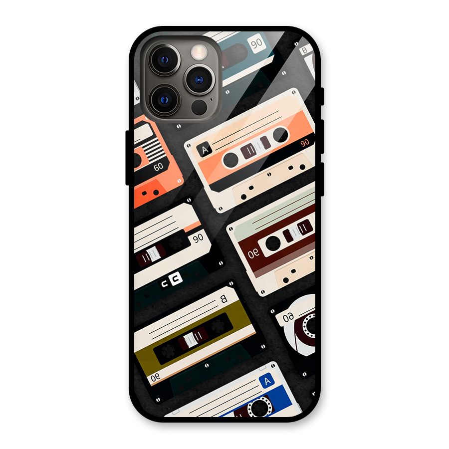 Vintage Retro Cassettes Glass Back Case for iPhone 12 Pro