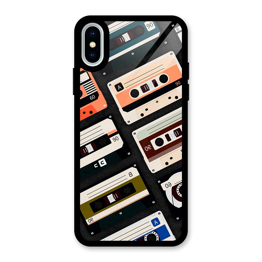 Vintage Retro Cassettes Glass Back Case for iPhone XS