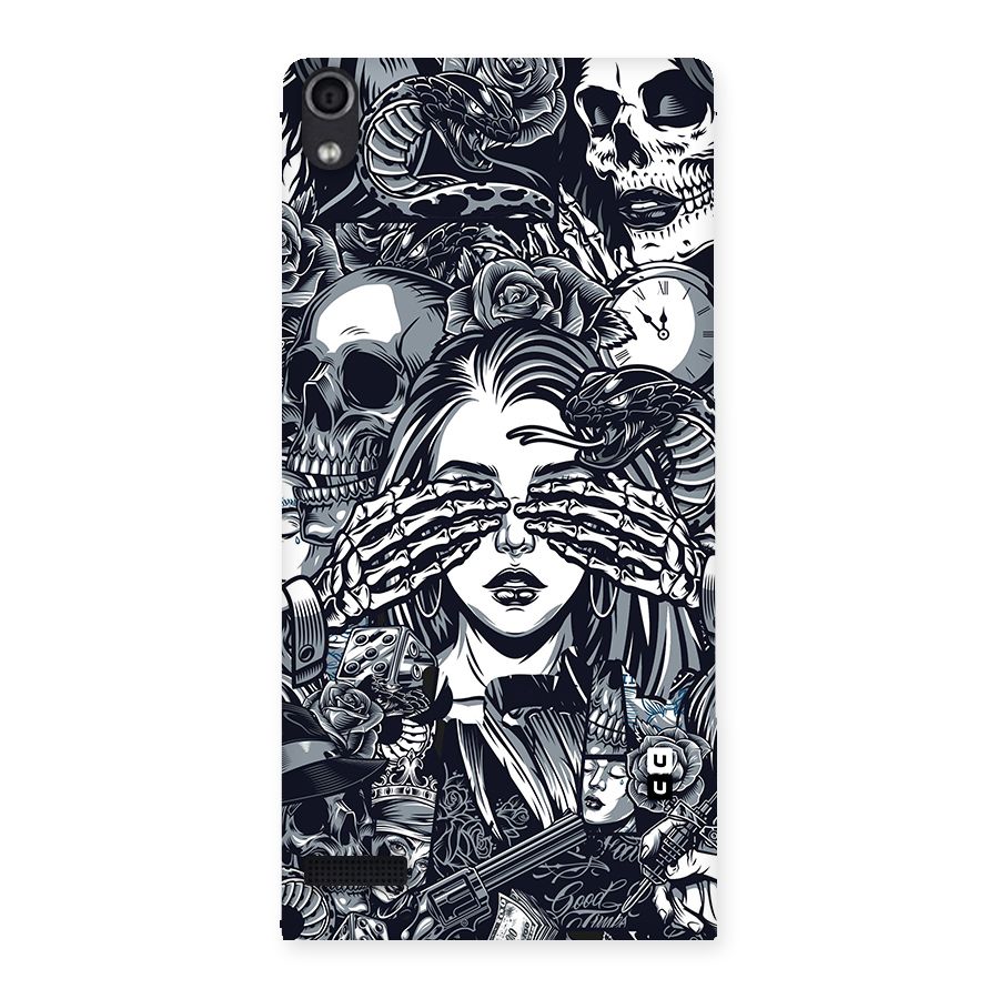 Vintage Skulls and Girl Style Back Case for Ascend P6