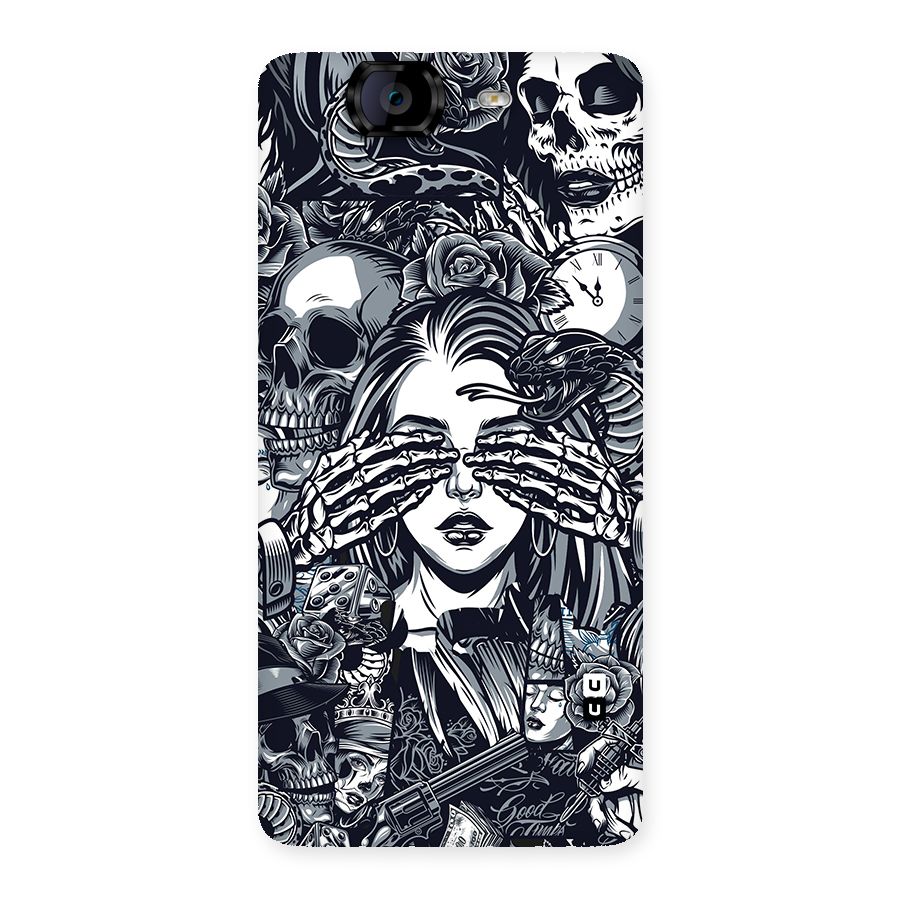 Vintage Skulls and Girl Style Back Case for Canvas Knight A350
