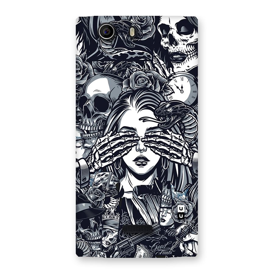 Vintage Skulls and Girl Style Back Case for Canvas Nitro 2 E311