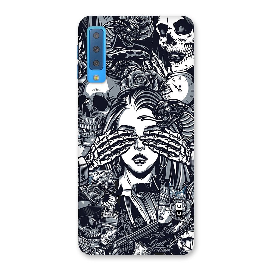 Vintage Skulls and Girl Style Back Case for Galaxy A7 (2018)