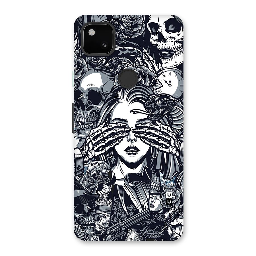Vintage Skulls and Girl Style Glass Back Case for Google Pixel 4a