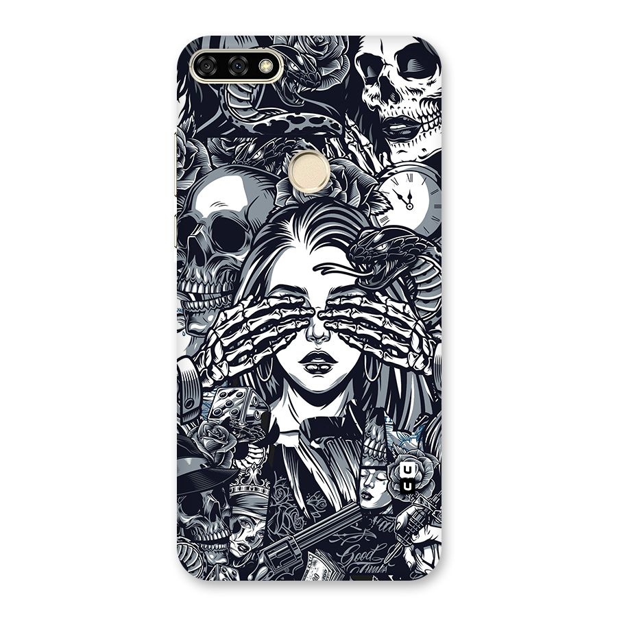 Vintage Skulls and Girl Style Back Case for Honor 7A