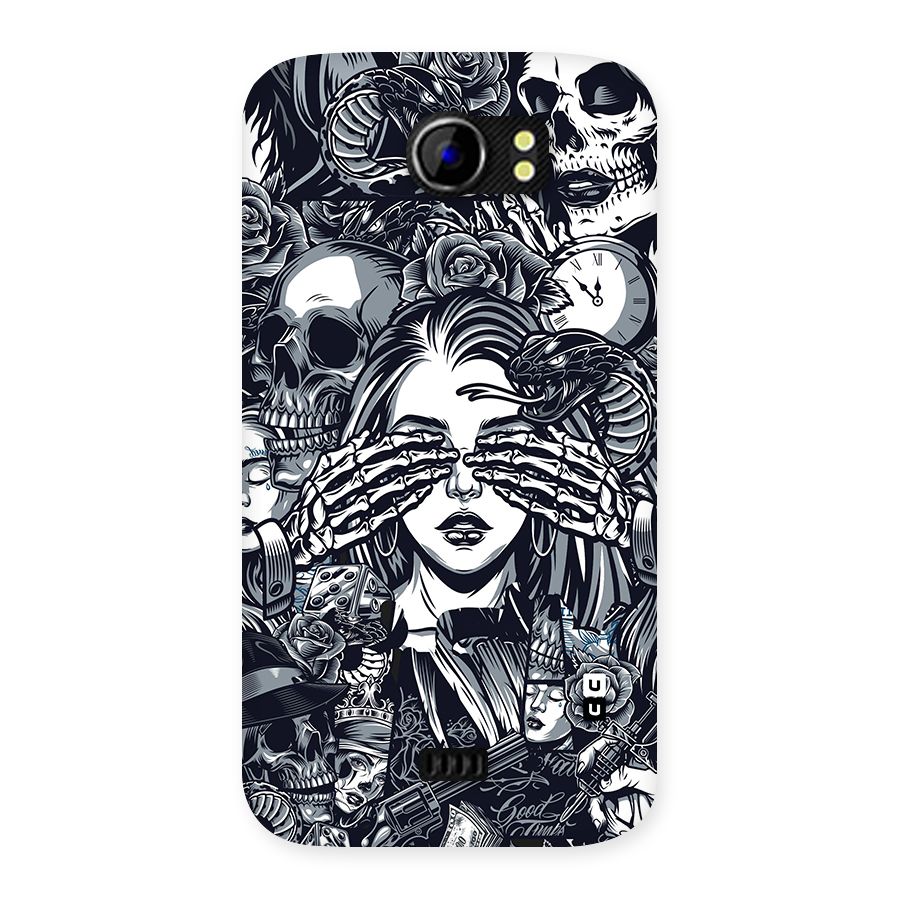Vintage Skulls and Girl Style Back Case for Micromax Canvas 2 A110