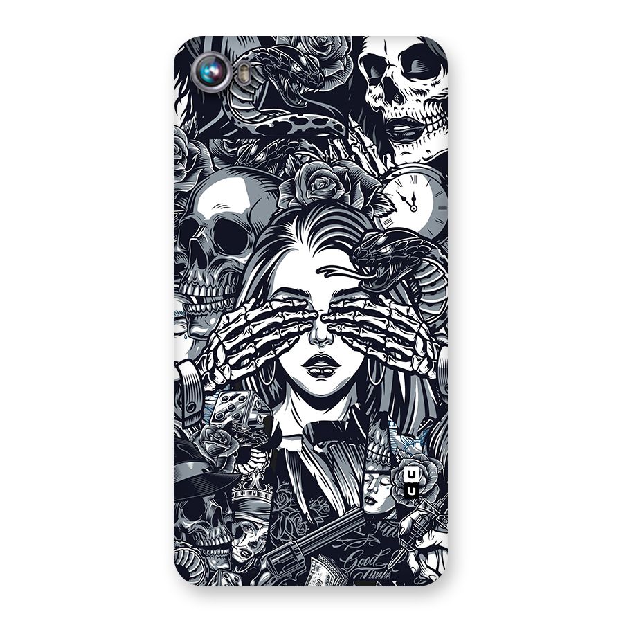 Vintage Skulls and Girl Style Back Case for Micromax Canvas Fire 4 A107