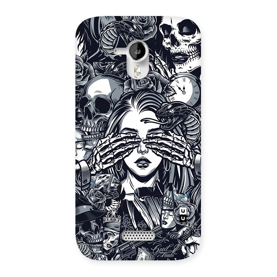 Vintage Skulls and Girl Style Back Case for Micromax Canvas HD A116