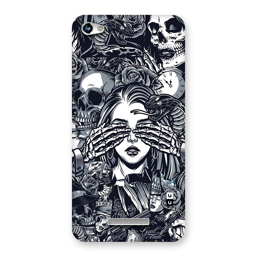 Vintage Skulls and Girl Style Back Case for Micromax Hue 2