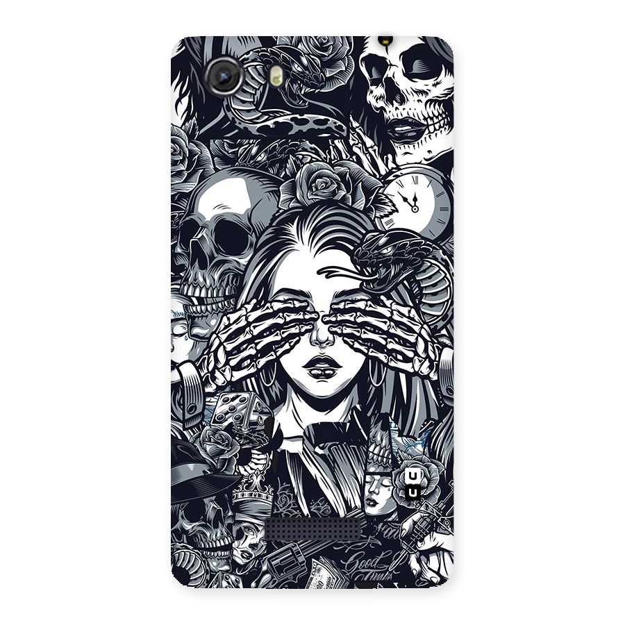 Vintage Skulls and Girl Style Back Case for Micromax Unite 3