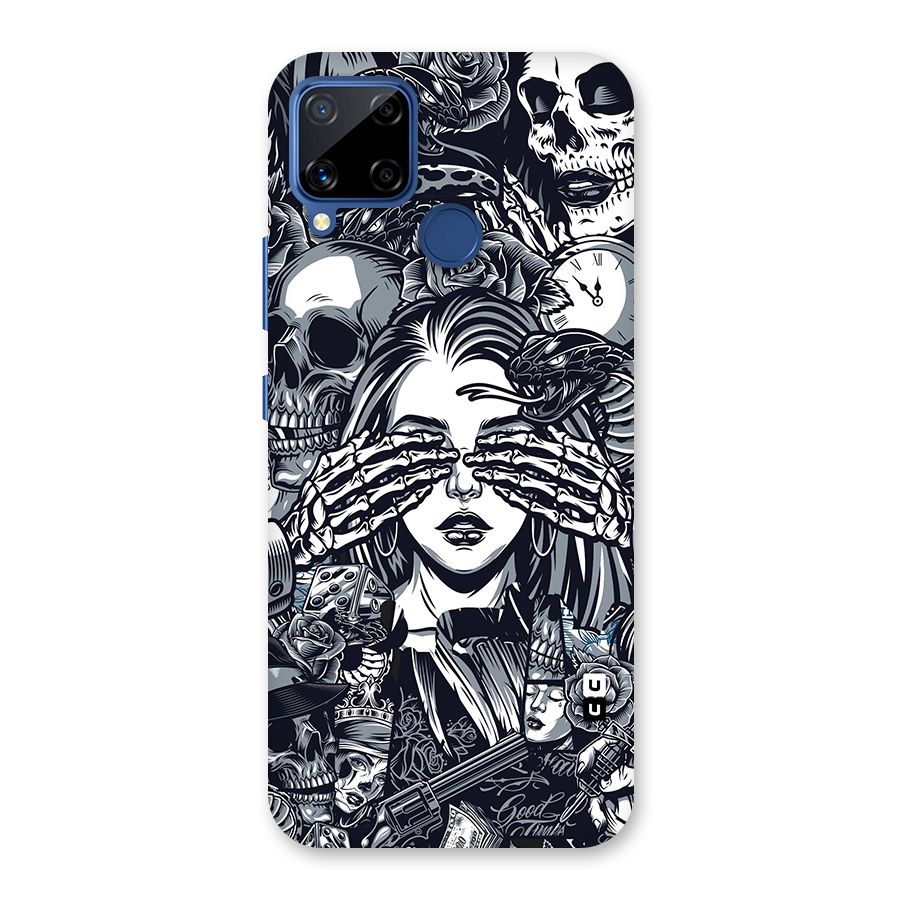 Vintage Skulls and Girl Style Glass Back Case for Realme Narzo 30A