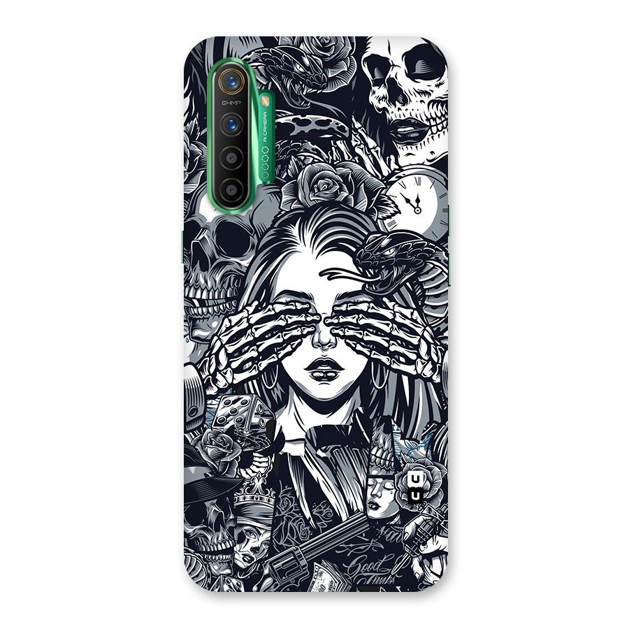 Vintage Skulls and Girl Style Glass Back Case for Realme X2