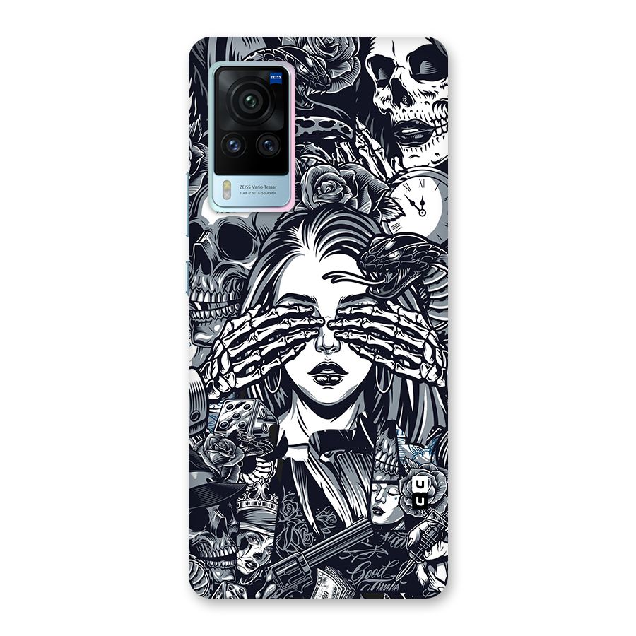 Vintage Skulls and Girl Style Glass Back Case for Vivo X60 Pro