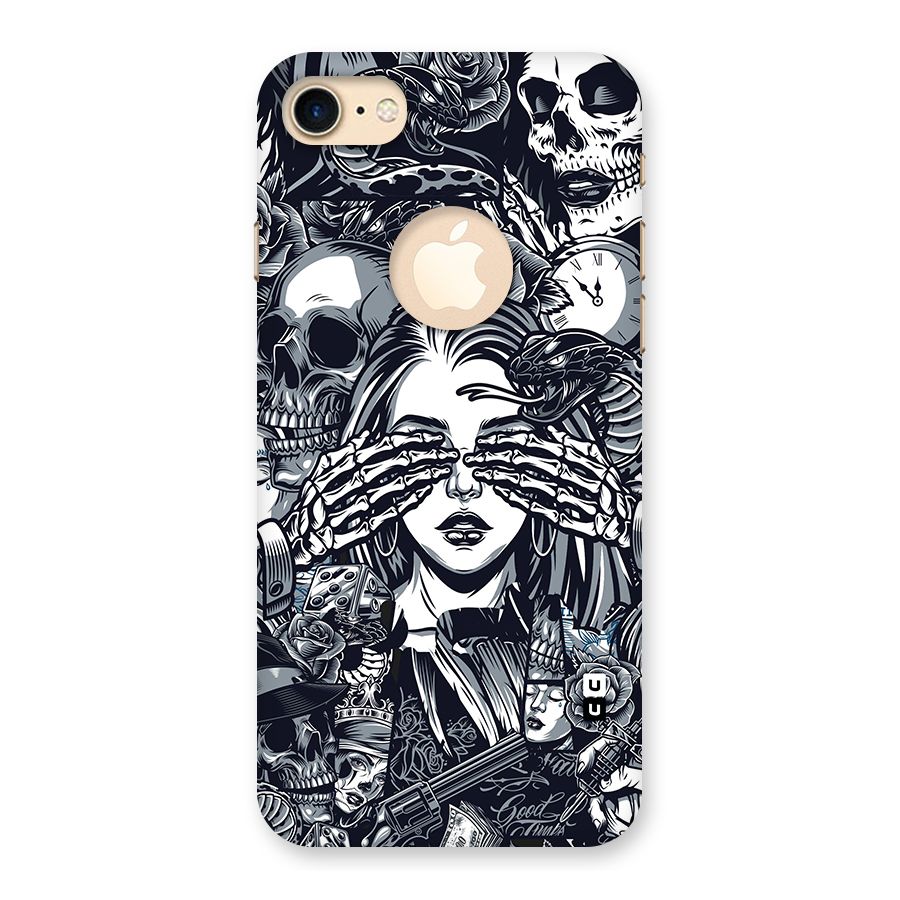Vintage Skulls and Girl Style Back Case for iPhone 7 Logo Cut