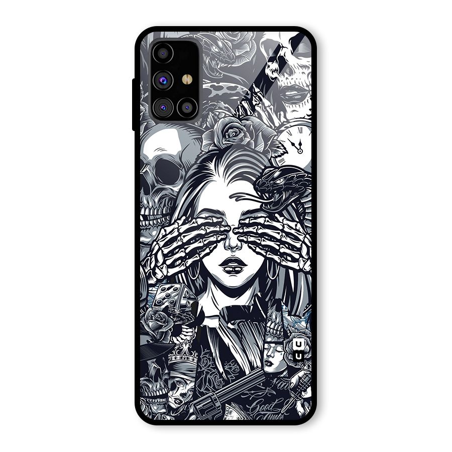 Vintage Skulls and Girl Style Glass Back Case for Galaxy M31s