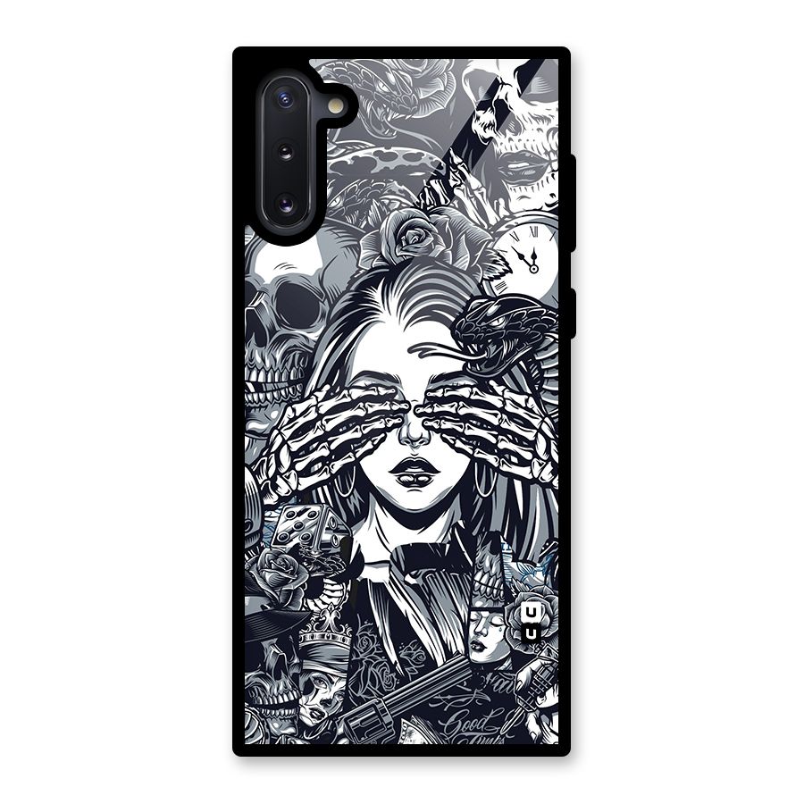 Vintage Skulls and Girl Style Glass Back Case for Galaxy Note 10