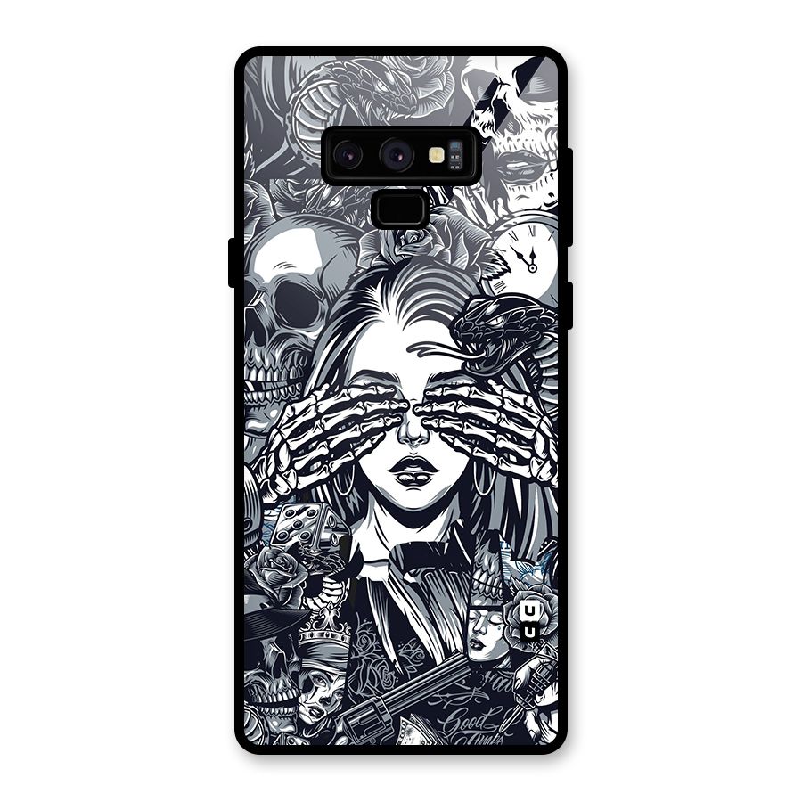 Vintage Skulls and Girl Style Glass Back Case for Galaxy Note 9