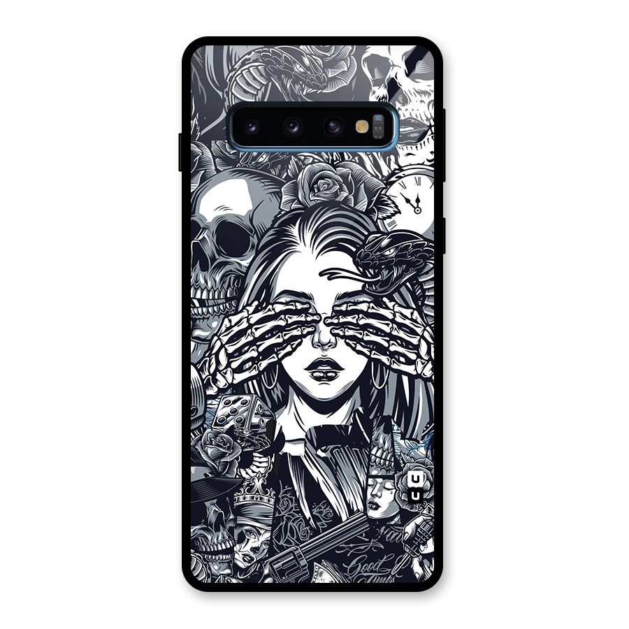Vintage Skulls and Girl Style Glass Back Case for Galaxy S10