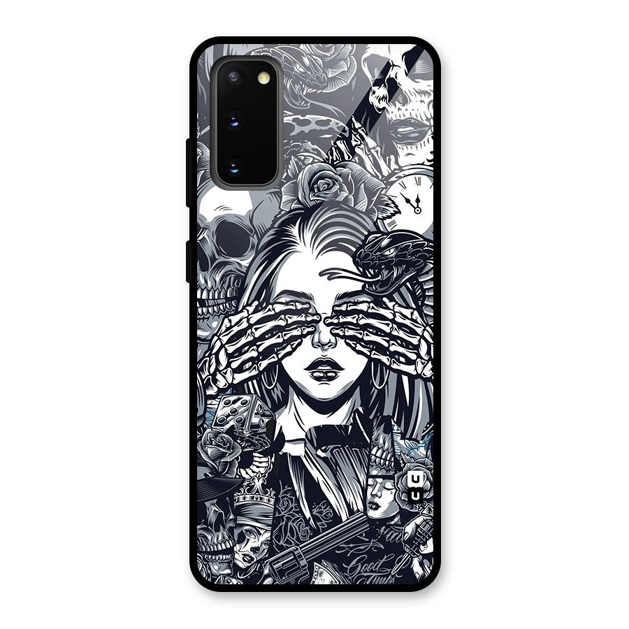 Vintage Skulls and Girl Style Glass Back Case for Galaxy S20