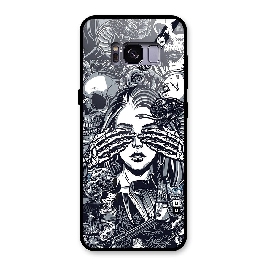 Vintage Skulls and Girl Style Glass Back Case for Galaxy S8