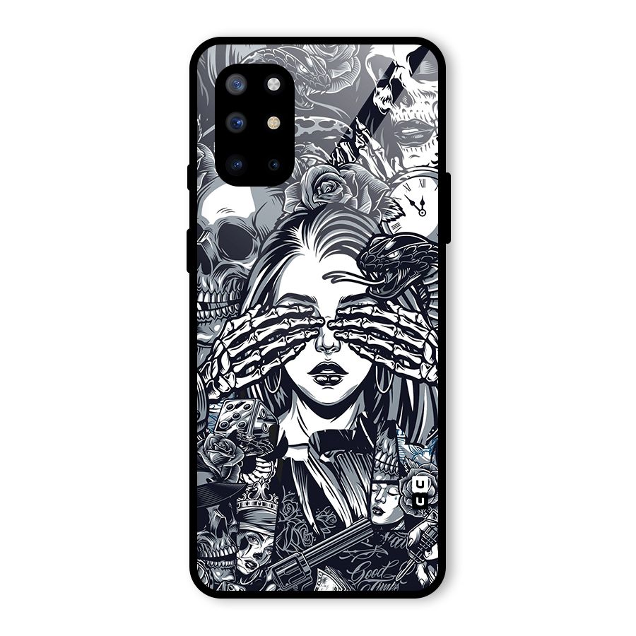 Vintage Skulls and Girl Style Glass Back Case for OnePlus 8T
