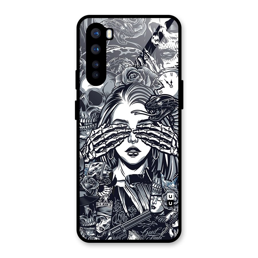 Vintage Skulls and Girl Style Glass Back Case for OnePlus Nord