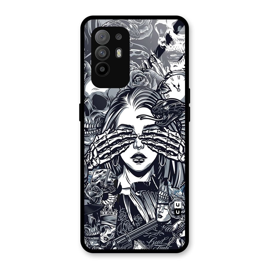 Vintage Skulls and Girl Style Glass Back Case for Oppo F19 Pro Plus 5G