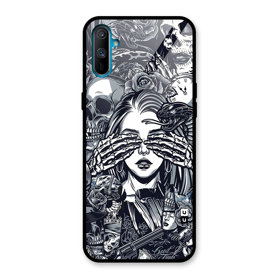 Vintage Skulls and Girl Style Glass Back Case for Realme C3