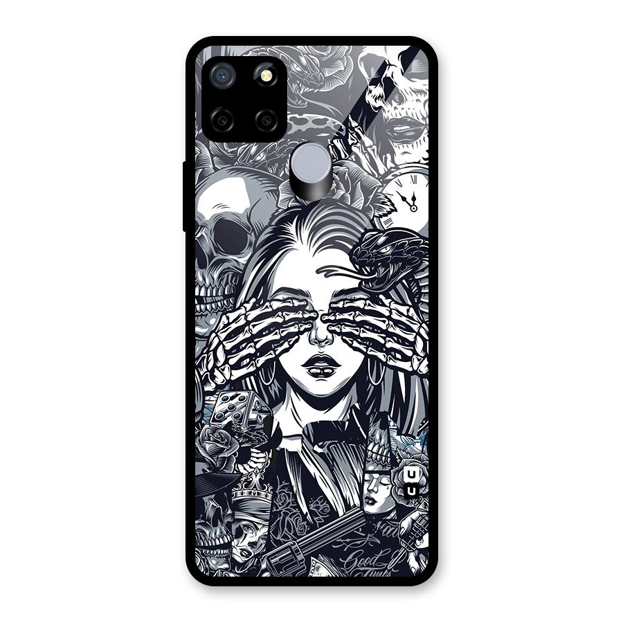 Vintage Skulls and Girl Style Glass Back Case for Realme Narzo 20