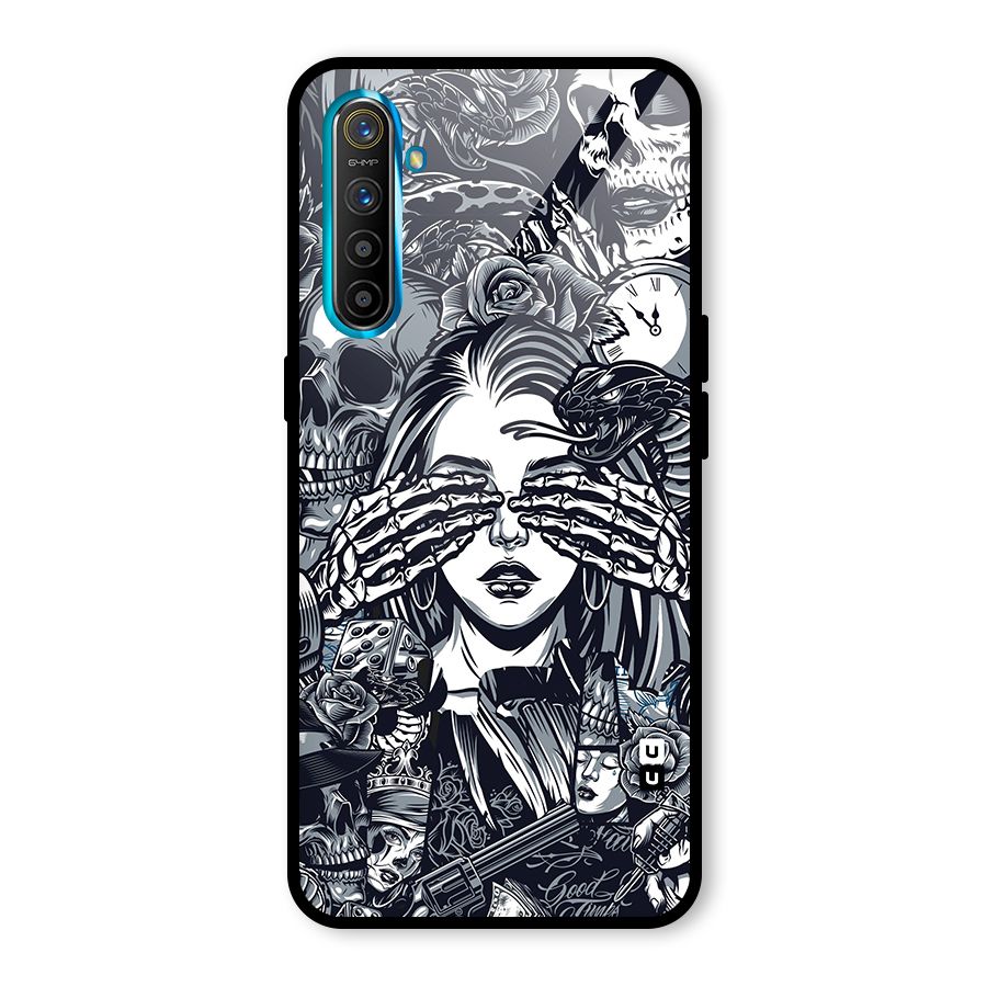 Vintage Skulls and Girl Style Glass Back Case for Realme X2