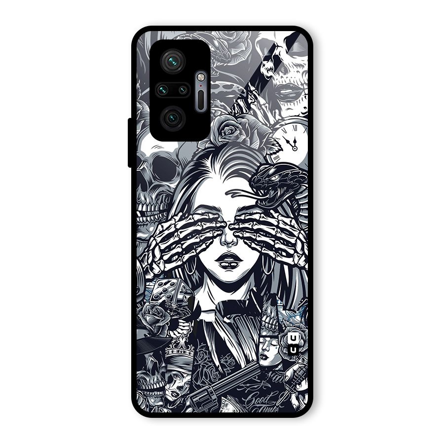 Vintage Skulls and Girl Style Glass Back Case for Redmi Note 10 Pro Max