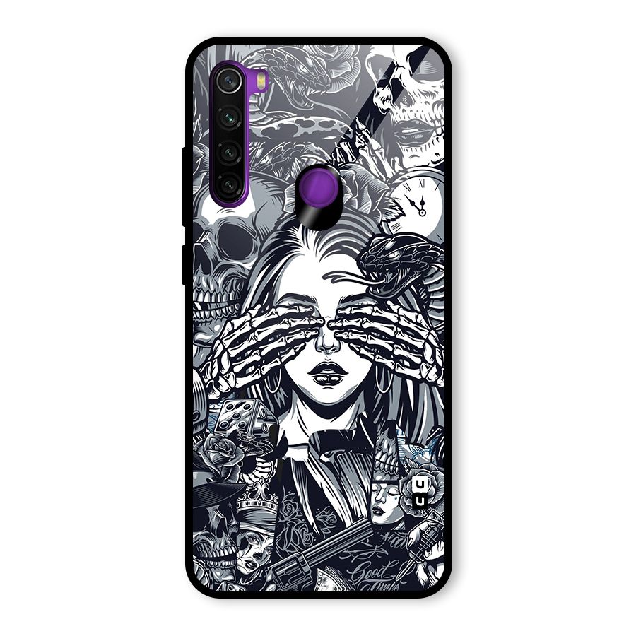Vintage Skulls and Girl Style Glass Back Case for Redmi Note 8