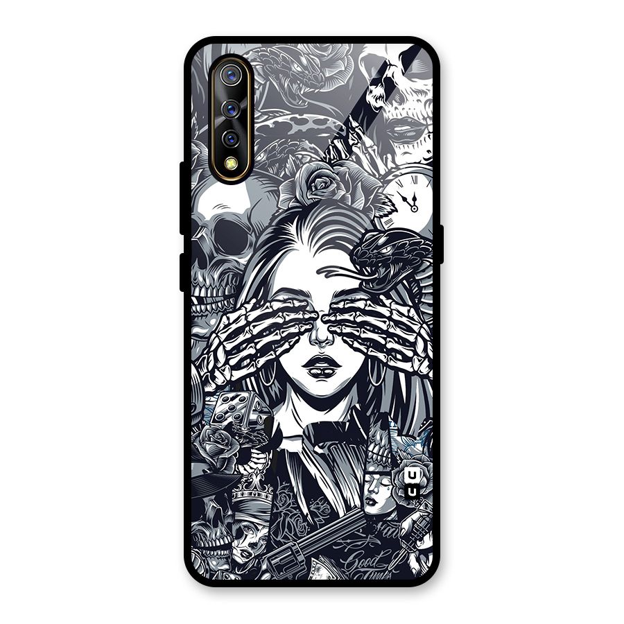 Vintage Skulls and Girl Style Glass Back Case for Vivo S1