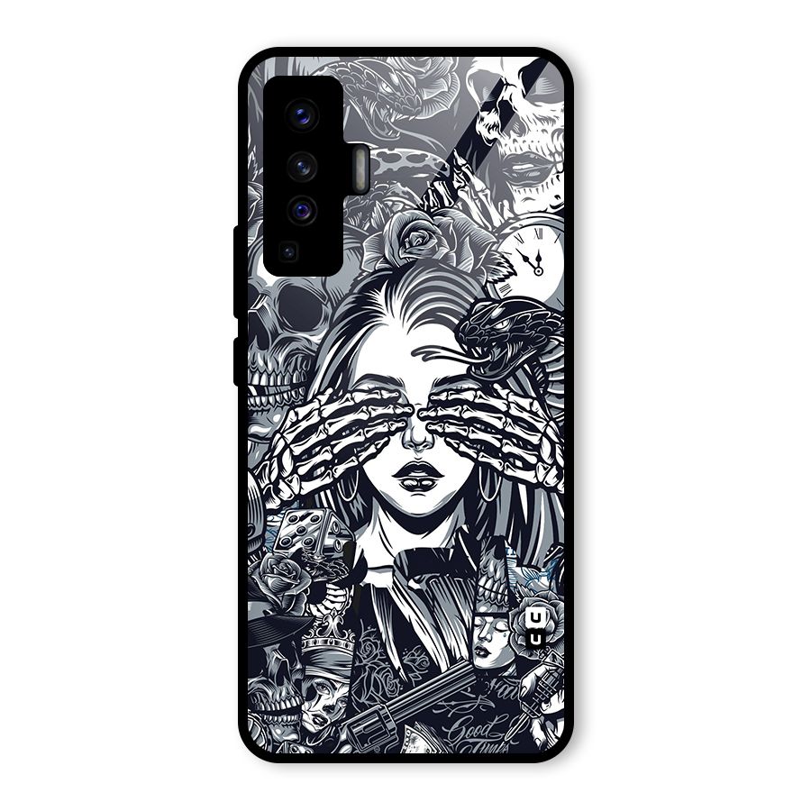 Vintage Skulls and Girl Style Glass Back Case for Vivo X50