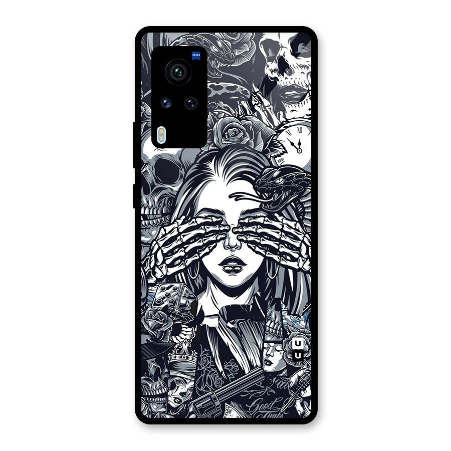 Vintage Skulls and Girl Style Glass Back Case for Vivo X60 Pro
