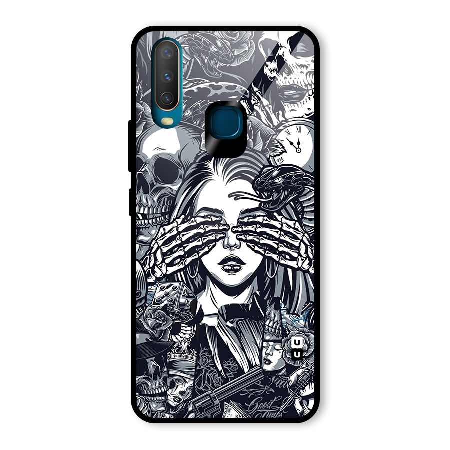 Vintage Skulls and Girl Style Glass Back Case for Vivo Y17