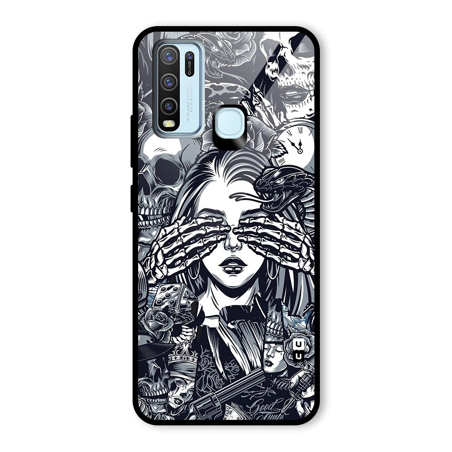 Vintage Skulls and Girl Style Glass Back Case for Vivo Y50