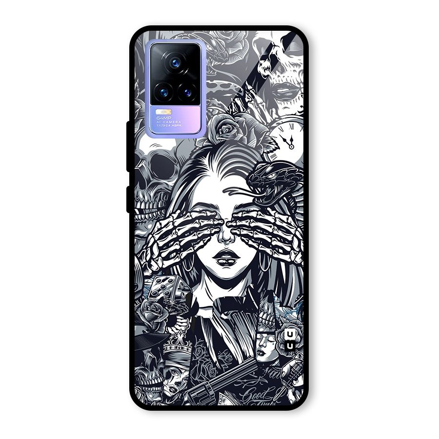 Vintage Skulls and Girl Style Glass Back Case for Vivo Y73