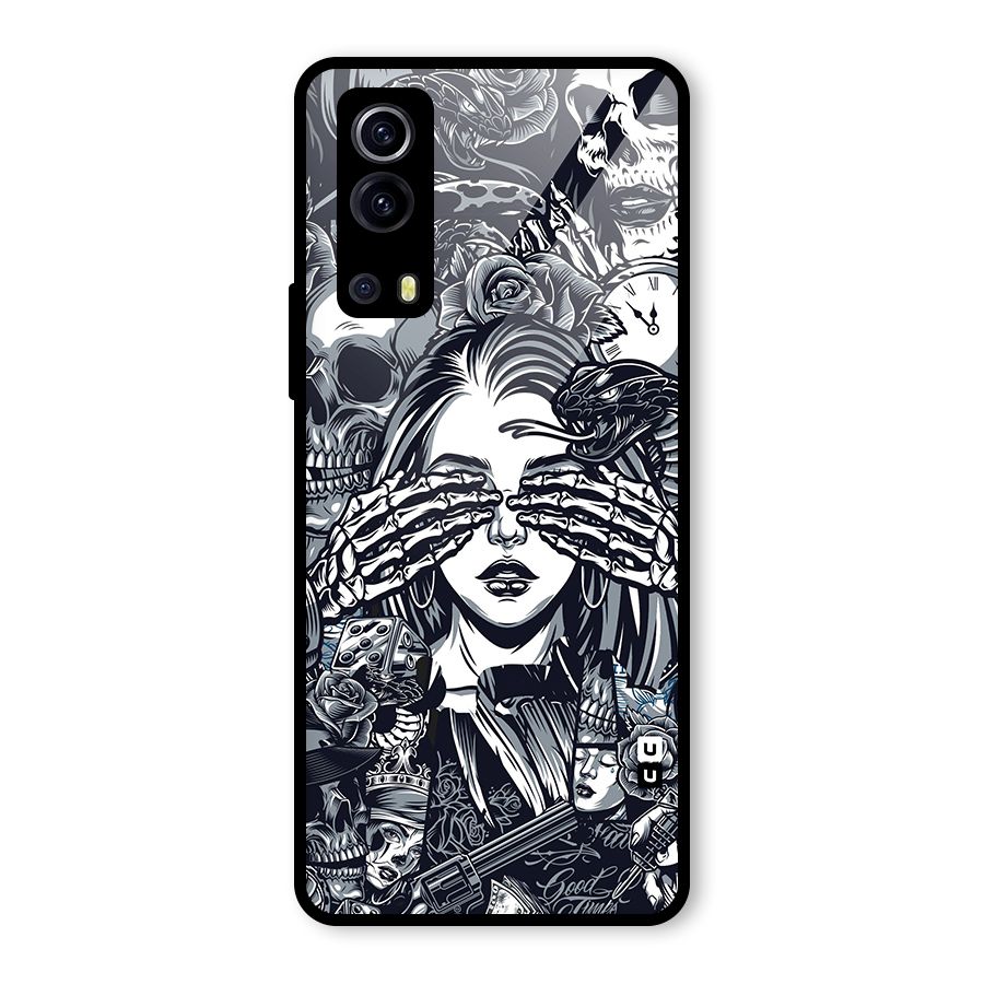 Vintage Skulls and Girl Style Glass Back Case for Vivo iQOO Z3
