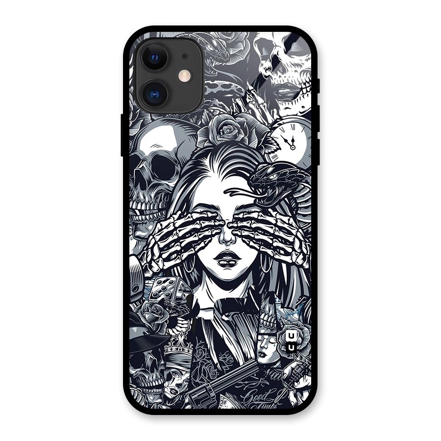 Vintage Skulls and Girl Style Glass Back Case for iPhone 11