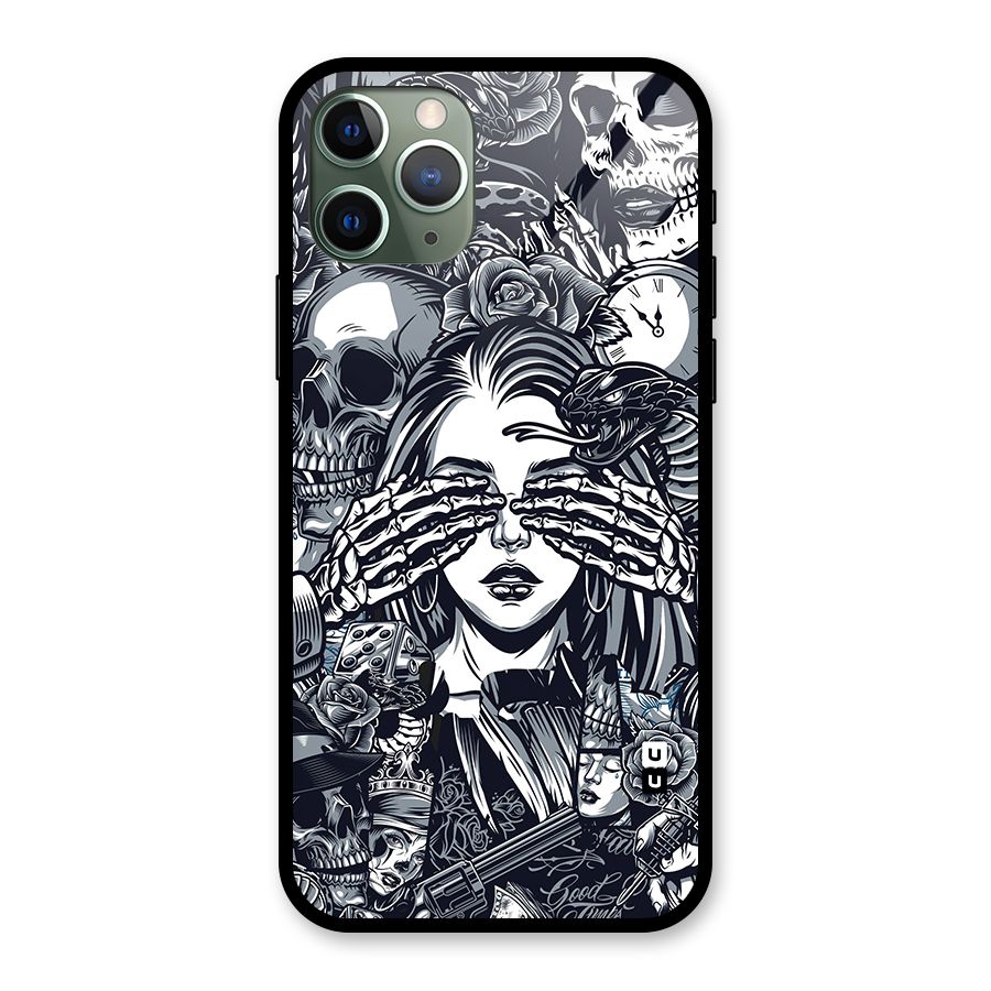 Vintage Skulls and Girl Style Glass Back Case for iPhone 11 Pro