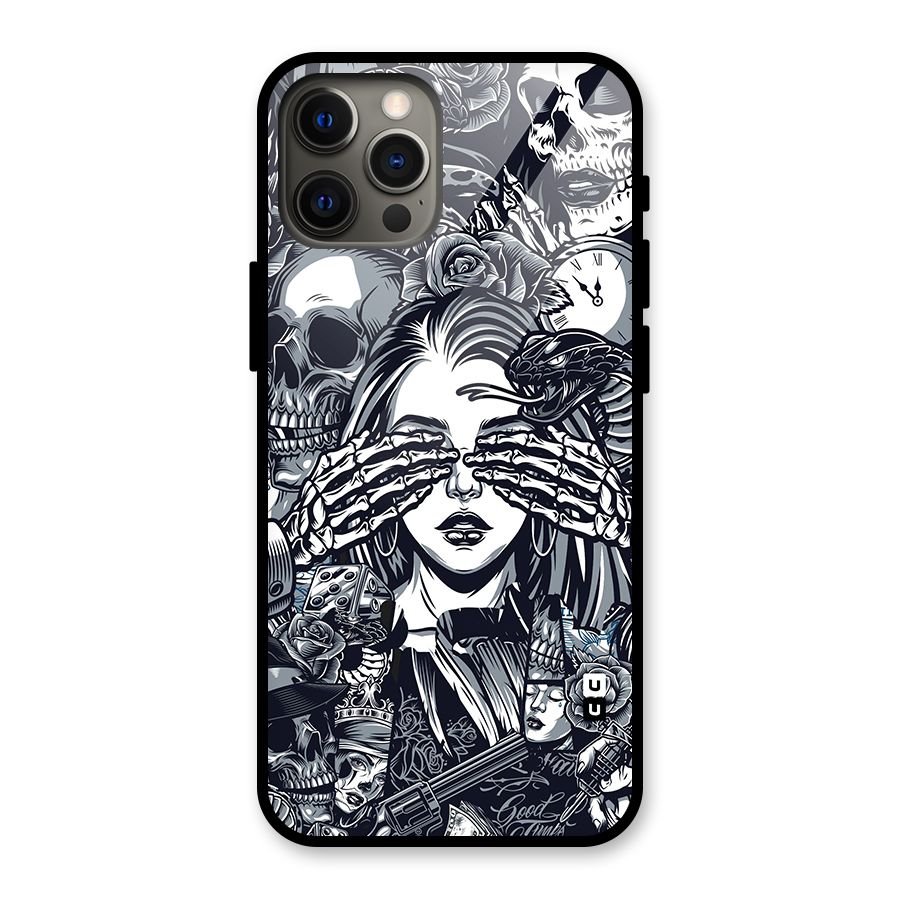 Vintage Skulls and Girl Style Glass Back Case for iPhone 12 Pro Max