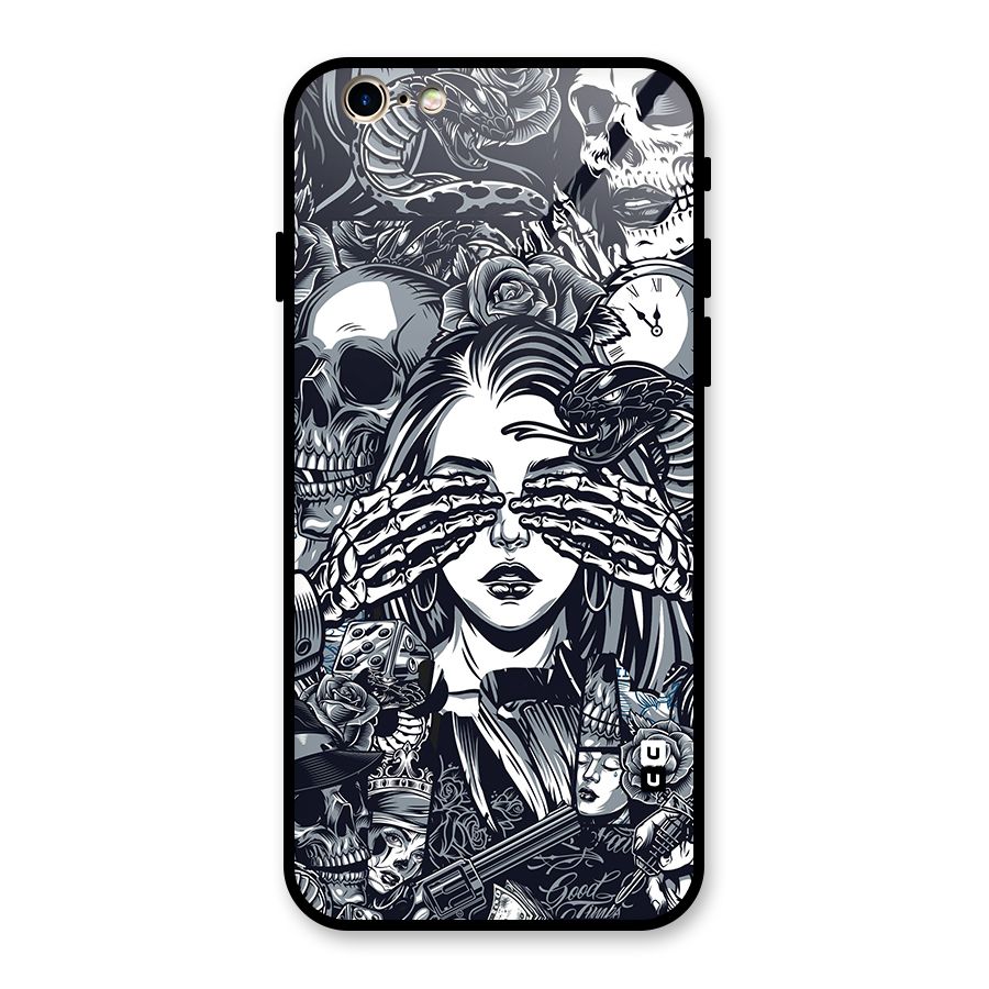 Vintage Skulls and Girl Style Glass Back Case for iPhone 6 6S