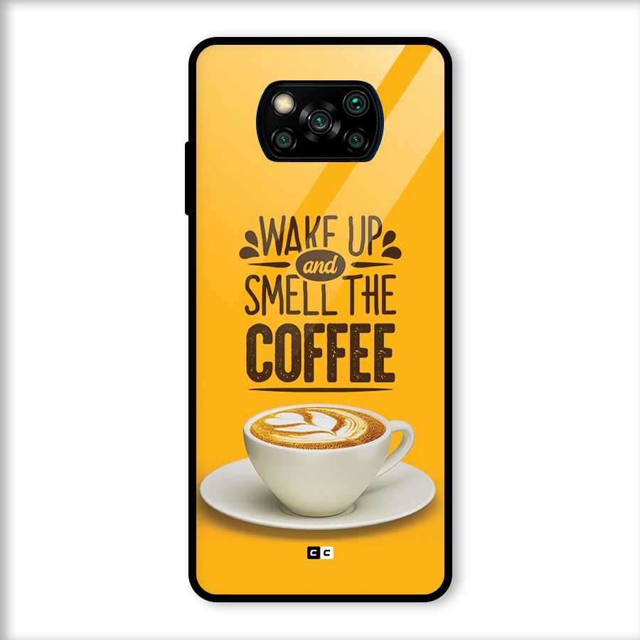 Wake Up Coffee Glass Back Case for Poco X3