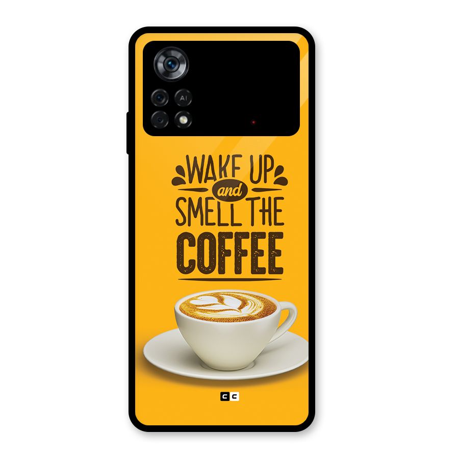 Wake Up Coffee Glass Back Case for Poco X4 Pro 5G